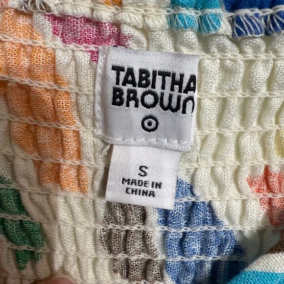 Tabitha Brown Vibrant Botanical Tropical Print Linen Blend Midi Dress Sz S - Picture 5 of 13